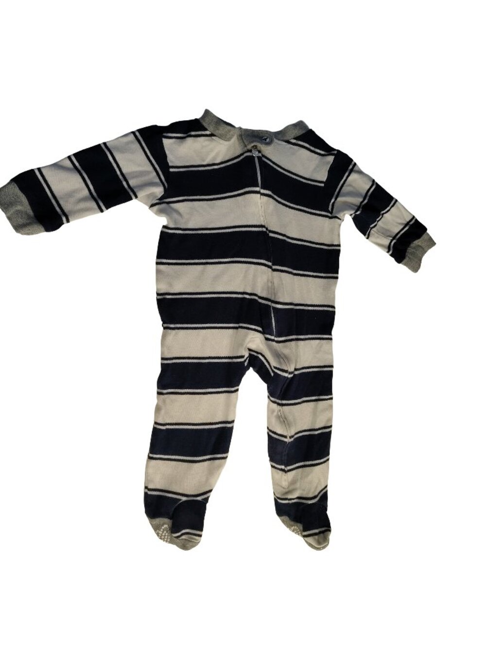 Baby Boy's Blue & White Striped Burt's Bees Baby Brand Lounger Bodysuit